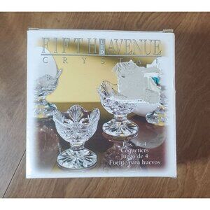 Fifth Avenue Crystal "Portico" Set Of 4 Egg Holders 24% Lead Crystal